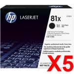 5 x Genuine HP CF281X Toner Cartridge 81X