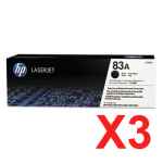 3 x Genuine HP CF283A Toner Cartridge 83A