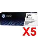 5 x Genuine HP CF283X Toner Cartridge 83X