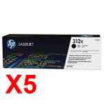 5 x Genuine HP CF380X Black Toner Cartridge 312X