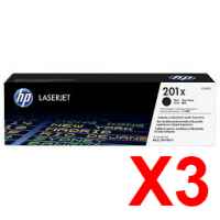 3 x Genuine HP CF400X Black Toner Cartridge 201X