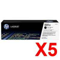 5 x Genuine HP CF400X Black Toner Cartridge 201X