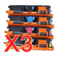 3 Lots of 4 Pack Compatible HP C9700A C9701A C9702A C9703A Toner Cartridge Set 121A