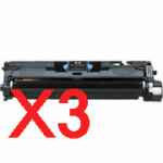 3 x Compatible HP C9700A Black Toner Cartridge 121A