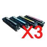 3 Lots of 4 Pack Compatible HP CB540A CB541A CB542A CB543A Toner Cartridge Set 125A