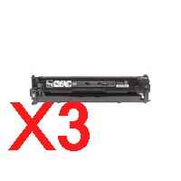 3 x Compatible HP CB540A Black Toner Cartridge 125A