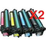 2 Lots of 4 Pack Compatible HP CE250X CE251A CE252A CE253A Toner Cartridge Set 504X 504A