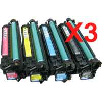 3 Lots of 4 Pack Compatible HP CE250X CE251A CE252A CE253A Toner Cartridge Set 504X 504A