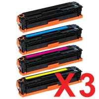 3 Lots of 4 Pack Compatible HP CE340A CE341A CE343A CE342A Toner Cartridge Set 651A