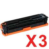 3 x Compatible HP CE340A Black Toner Cartridge 651A
