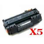 5 x Compatible HP Q7553X Toner Cartridge 53X