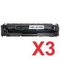 3 x Compatible HP W1380X Toner Cartridge 138X