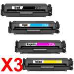 3 Lots of 4 Pack Compatible HP W2130A W2131A W2133A W2132A Toner Cartridge Set 213A