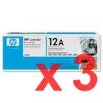 3 x Genuine HP Q2612A Toner Cartridge 12A