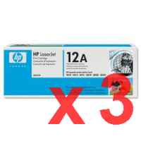 3 x Genuine HP Q2612A Toner Cartridge 12A