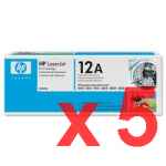 5 x Genuine HP Q2612A Toner Cartridge 12A