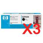 3 x Genuine HP Q3960A Black Toner Cartridge 122A