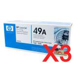 3 x Genuine HP Q5949A Toner Cartridge 49A