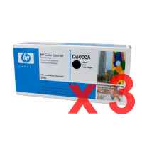 3 x Genuine HP Q6000A Black Toner Cartridge 124A