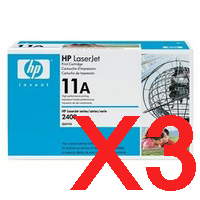 3 x Genuine HP Q6511A Toner Cartridge 11A