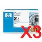 3 x Genuine HP Q7551A Toner Cartridge 51A