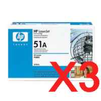 3 x Genuine HP Q7551A Toner Cartridge 51A