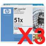 3 x Genuine HP Q7551X Toner Cartridge 51X