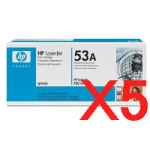 5 x Genuine HP Q7553A Toner Cartridge 53A