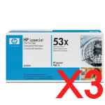 3 x Genuine HP Q7553X Toner Cartridge 53X