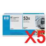 5 x Genuine HP Q7553X Toner Cartridge 53X