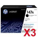 3 x Genuine HP W1470A Toner Cartridge 147A