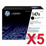 5 x Genuine HP W1470X Toner Cartridge 147X