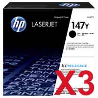 3 x Genuine HP W1470Y Toner Cartridge 147Y