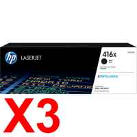 3 x Genuine HP W2040X Black Toner Cartridge 416X