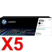 5 x Genuine HP W2040X Black Toner Cartridge 416X