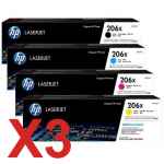 3 Lots of 4 Pack Genuine HP W2110X W2111X W2112X W2113X Toner Cartridge Set 206X