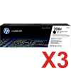 3 x Genuine HP W2110X Black Toner Cartridge 206X