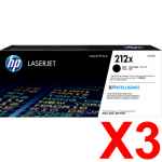 3 x Genuine HP W2120X Black Toner Cartridge 212X