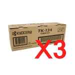 3 x Genuine Kyocera TK-134 Toner Cartridge FS-1300D FS-1028MFP