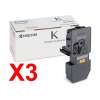 3 x Genuine Kyocera TK-5234K Black Toner Cartridge P5021 M5521