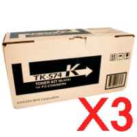 3 x Genuine Kyocera TK-574K Black Toner Cartridge FS-C5400DN