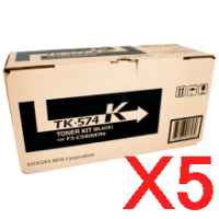 5 x Genuine Kyocera TK-574K Black Toner Cartridge FS-C5400DN