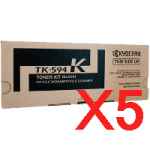 5 x Genuine Kyocera TK-594K Black Toner Cartridge FS-C2026MFP FS-C2526MFP