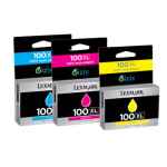 1 x Genuine Lexmark #100XL Cyan & Magenta & Yellow Ink Cartridge Tri Pack High Yield 14N1293