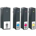4 Pack Compatible Lexmark #100XL Ink Cartridge Set High Yield (1BK,1C,1M,1Y) 14N1069A 14N1070A 14N1071A 14N1068A