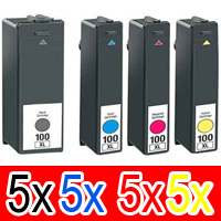 20 Pack Compatible Lexmark #100XL Ink Cartridge Set High Yield (5BK,5C,5M,5Y) 14N1069A 14N1070A 14N1071A 14N1068A