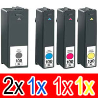 5 Pack Compatible Lexmark #100XL Ink Cartridge Set High Yield (2BK,1C,1M,1Y) 14N1069A 14N1070A 14N1071A 14N1068A