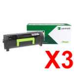 3 x Genuine Lexmark MS421 MS521 MS622 MX421 MX522 MX622 56F6000 Toner Cartridge Return Program