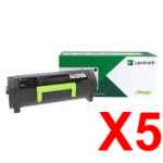 5 x Genuine Lexmark MS421 MS521 MS622 MX421 MX522 MX622 56F6000 Toner Cartridge Return Program