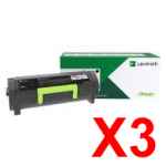 3 x Genuine Lexmark MS421 MS521 MS622 MX421 MX522 MX622 56F6X0E Toner Cartridge Extra High Yield Return Program